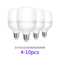 4-10pcs LED Bulb AC 220V E27 LED lamp 60W 50W 40W 30W 20W 15W 10W 7W 3W Lampada LED Light Bombilla Spotlight Lighting Lamp