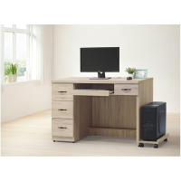AS DESIGN雅司家具-歐內斯特橡木色4尺含主機架電腦桌(附穿線孔+連環鎖)-121x60x82cm