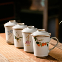 陶瓷馬克杯帶蓋大容量帶過濾茶水分離杯子復古創意個性潮流馬克杯
