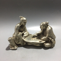 圍棋 純銅棋師擺件 雙人對弈 圍棋擺件 銅工藝品裝飾品送禮佳