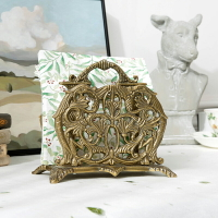 Mia家居歐式餐紙盒宮廷復古黃銅雕花紙巾盒茶幾餐桌手提抽紙盒
