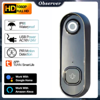 TUYA Video Doorbell WIFI 1080P HD Outdoor Camera Security Door Bell Video Intercom Smart Home IR Night Vision Waterproof Alexa