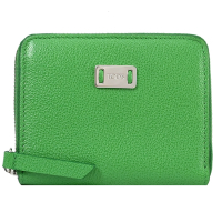 TOD’S Leather Zip 金屬刻印LOGO牛皮ㄇ字拉鍊零錢小短夾/零錢卡包(綠)