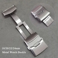 304L Stainless Steel Push Button Diver Clasp 18 20mm 22mm 24mm for Seiko for Citizen Metal Watch Band Buckle Solid Folding Clasp