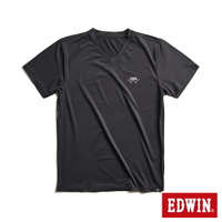 EDWIN 涼感V領LOGO短袖T恤-男款 黑色