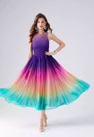 Sunnydaysweety 2025新款甜美漸變彈力背心連身裙K071705