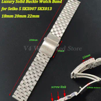 Screw Link Bracelet for Seiko 5 SKX007 SKX013 Replacement Luxury Solid Buckle Watch Band Stainless Steel Strap18mm 20mm 22mm