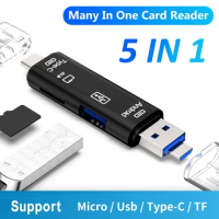 Olaf OTG Card Reader 5 IN 1 Micro USB Type C TF Memory Cardreader for For Android Phone Computer Smartphone OTG Type C Adapter