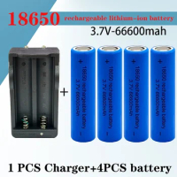 Original 18650 battery 66600mah 3.7 V 18650 lithium rechargeable battery for flash battery toys/charging with charger