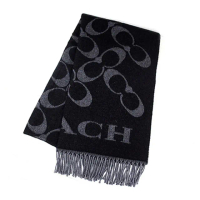 【COACH】義大利製 大C Logo喀什米爾羊毛寬版披肩圍巾(多色)