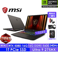 MSI微星 Vector 16 HX AI A2XWIG-014TW 240Hz 16吋電競筆電(Ultra 9 275HX/16G/1T SSD/RTX5080-16G/Win11)