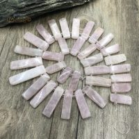 Rectangle Shape Natural Rose Quartzs Crystal Slice Pendant Beads For Jewelry Making MY220842