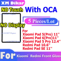 5 PCS With OCA For Xiaomi Pad 5/mi Pad 6(Pro)/mi Pad 5 Pro 12.4'' For mi Pad 10.6'' Redmi Pad SE Front Glass Replacement Parts