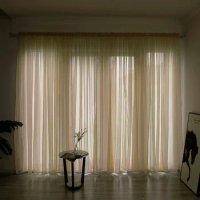 Tulle Sheer Curtains for Living Room Transparent Window Curtain Patio Drape Rod Tulle Solid Color Yard Curtain Decor Cortains