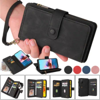 Zipper Wallet Card Case For XiaoMi 12T 11T Pro 10T Poco F3 M3 M4 Pro Redmi Note 11 11S 10 10S 9S 9 Pro Flip Leather Phone Cover