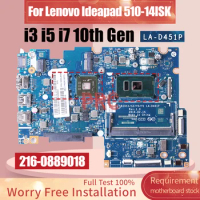 For Lenovo Ideapad 510-14ISK Laptop Motherboard LA-D451P 5B20L45883 5B20L45886i3 i5 i7 10th Gen GPU 2G Notebook Mainboard