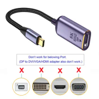 Chenyang USB4 USB-C Type-C Source to Displayport DP /MINI-DP Female Cable Display 8K 60HZ UHD 4K Monitor Displays