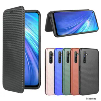 Realme 6 Pro Flip Cover Oppo Realme 6 5 5s Pro X50 X2 Pro Q K5 Carbon Fiber Business Wallet Case Realme6 Realme5 RealmeQ Bumper