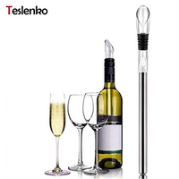 Wine Chiller Stainless Steel Wine Bottle Cooler Stick Freezer with Aerator and Pourer Decanter for Beer Whiskey Cocktails Grape