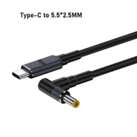 28V 5A 140W Type C to DC5.5x2.1mm 5.5x2.5mm Male Power Cable PD Braided Extension Cord for Laptop Notebook T3EB