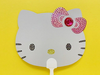 【震撼精品百貨】Hello Kitty 凱蒂貓 凱蒂貓 HELLO KITTY扇子附鏡-大頭#95866 震撼日式精品百貨