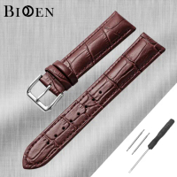 BIDEN Strap Tali Jam Tangan Kulit Tali Pria Buram Leather Strap12-22mm - Cokelat, 16mm Original
