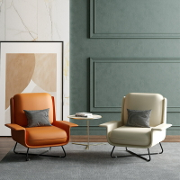 輕奢單人沙發椅客廳北歐休閑椅懶人沙發椅現代簡約極簡橙色老虎椅