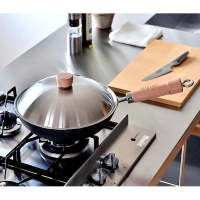 RIVER LIGHT 日本極KIWAME 26cm 木柄鐵炒鑊連不鏽鋼鑊蓋 (適用於電磁爐) 