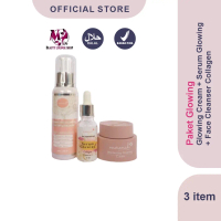 Meronah Paket Glowing Cream 2in1 Face Wash Collagen Serum Glowing Plus Mencerahkan Menutrisi Kulit W