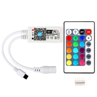 RGB LED Strip WIFI Controller DC 5-24V APP LED Controller 24 Key Smart Remote Control IR For RGBW Strip Light TV Backlight 5Pin
