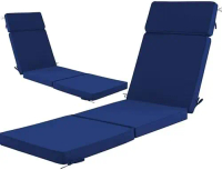 72 x 21 Inch Outdoor Chaise Lounge Cushions Set of 2 - Removable Cover, 4-Section Design, Water-Repe