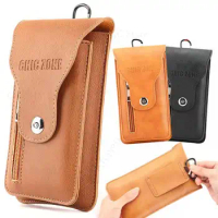 Leather Phone Case Pouch For vivo X100 Pro Plus Card Wallet Belt Waist Bag For VIVO X90 X70 Pro Plus X80 Lite X Note X60s X50e