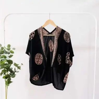 CAVIAR WEAR ATASAN BATIK MODERN WANITA OUTER BATIK CARDIGAN BATIK HITAM PENDEK KONDANGAN BATIK VISCO