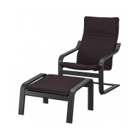 POÄNG 扶手椅及腳凳, 黑棕色/knisa 黑色
