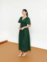 LAFORE - DS2100 Sisae Eyelet Dress - Dress Pesta Brokat - Dress Natal Imlek CNY Merah Putih Hitam em