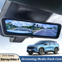 LINNUNU Stream Media Mirror Dash Camera Car Streaming Media DVR Video Recorder Dual Lens Fit for Geely Atlas II Starray Boyue L
