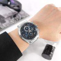 CITIZEN 星辰表 / AT8260-85L / 光動能 萬年曆 電波錶 藍寶石水晶玻璃 日期 不鏽鋼手錶-藍色/43mm