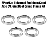 Axle CV Joint Boot Crimp Clamp Driveshaft CV Boot Clamp Ball Cage Clamp 5Pcs Adjustable Stainless Steel 20- 50mm 50- 120mm