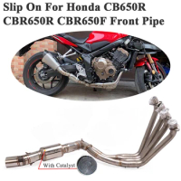 Slip On For Honda CB650R CBR650R CBR650F Motorcycle Exhaust Escape Modified Front Middle Link Pipe With Catalyst Connection 51mm