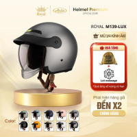 Mũ Bảo Hiểm 3/4 Royal M139 Lux Xám Titan Lưỡi Trai, Nón Bảo Hiểm Kính Âm Màu Trà Bảo Hành 1 Năm