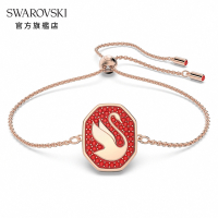 SWAROVSKI 施華洛世奇Swan 手鏈, 天鵝, 紅色, 鍍玫瑰金色調
