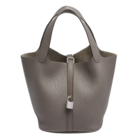 【Hermes 愛馬仕】Picotin Lock TAGO公牛皮手提鎖頭包(18cm大象灰H056289CK-GERY)