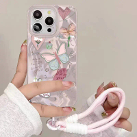 เคสเชือกเส้นเล็กดอกไม้ผีเสื้อ 3D, ดีไซน์หรูหรา, สำหรับ Samsung Galaxy A17, F17, M17, A33, A22, A13, 