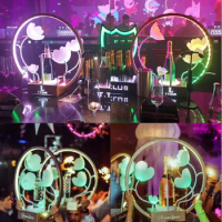 New LED Lotus Flower Circle Metal Ring Perrier Jouet Champagne Bottle Presenter For Night Club Lounge Party Decoration