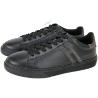 HOGAN H365 H 灰麂皮拼牛皮繫帶運動鞋 滑板鞋(男鞋/黑色)