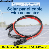 Solar PV Wire Connectors Set 1 Pair 1.5mm² 2.5mm² 4mm² 6mm² Red and Black 1 to 10 Meters Optional Solar Panel Cable Extension