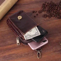 Belt Clip Man Genuine Cow Leather Mobile Phone Case Pouch For Sony Xperia L2/Xperia XA2,Wiko View/View XL/View Prime,Oppo A83
