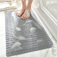 High-quality PVC shower mat, non-slip, includes suction cups and drainage holes, size 27.9 x 15.7 in