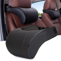 PU Leather Auto Pillow Car Neck Pillow Memory Foam Pillows Neck Rest Car Seat Head Support Neck Protector Accessories Cushion