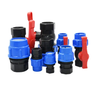 20/25/32/40/50/63mm PE Tube Quick Connector With 1/2 3/4 1 1.2 1.5 2" Thread Elbow Water Splitter Plastic Ball Valve Coupler